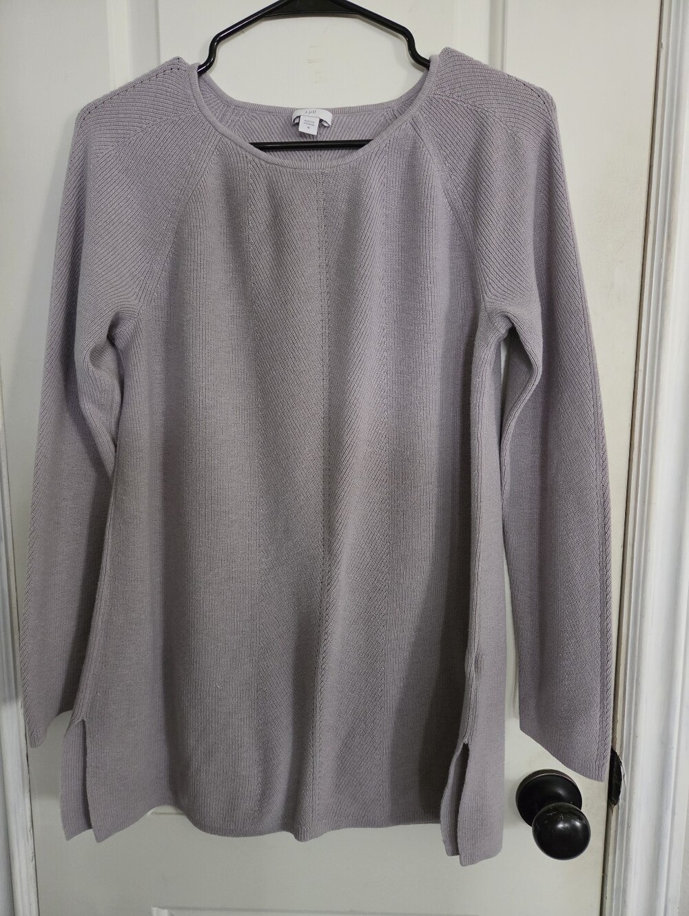 J.Jill Tunic Women's "M" Heather Gray Blouse Stretch Blend Knit Full Sleeve
